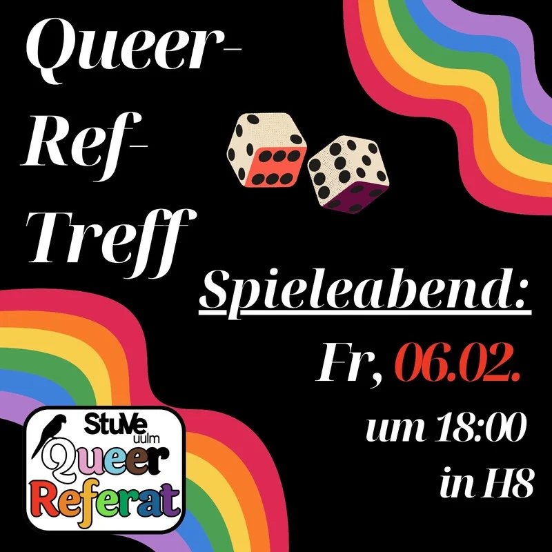 Flyer für den Spieleabend des Queer Referats